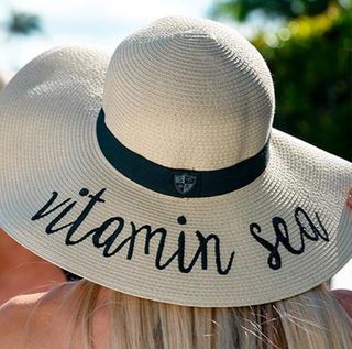 **WSL** LUCKY 7 LADIES SUMMER FLOPPY HAT BLACK BAND "VITAMIN SEA" UPF50+