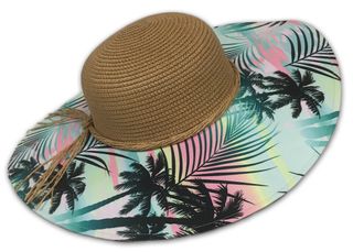 LUCKY 7 LADIES SUMMER HAT COLORFUL PALM TREES BRIM UPF50+