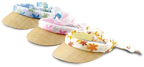 WOVEN RAFFIA VISOR MAPLE LEAF PRINT ASST. COLORS