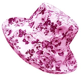 LADIES WIDE BRIM BUCKET HAT PINK & WHITE FLOWERS