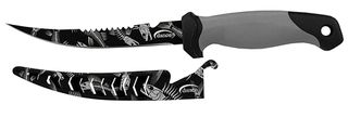 6"STAINLESS STEEL FLEX FILLET KNIFE BLACK FISH SKELETON