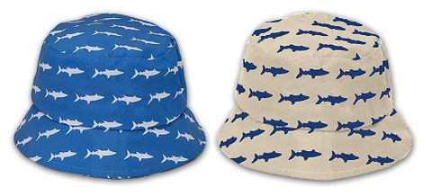 CHILD COTTON BUCKET HAT W/SHARKS