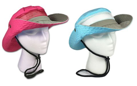 LADIES 2 TONE NYLON BUCKET HAT W/SNAPS