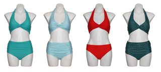 WOMEN'S HALTER TOP/HIGH WAIST 2PC SWIMSUIT S-XL ASST.