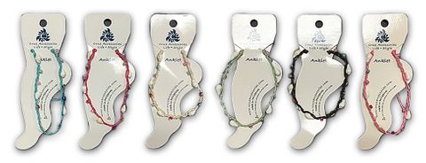 **WSL** SHELL & BEAD ANKLET W/COLORED CORD