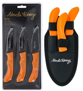 UNCLE HENRY 3PC FIXED BLADE ORANGE ABS HANDLE SET