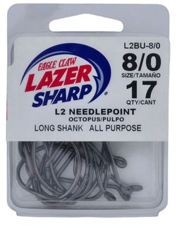 8/0 LAZER L2 NEEDLEPOINT OCTOPUS HOOK BLACK 17PK