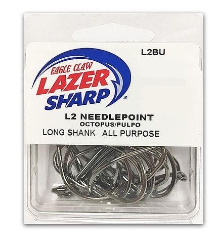 8/0 LAZER L2 NEEDLEPOINT OCTOPUS HOOK BLACK 17PK