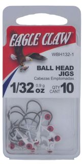 1/32 OZ BALL HEAD JIGS WHITE 10PK