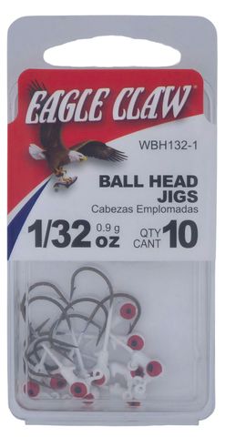 1/32 OZ BALL HEAD JIGS WHITE 10PK