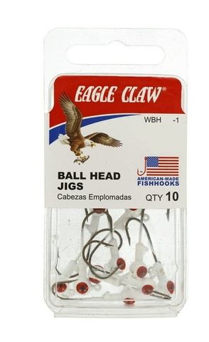 1/32 OZ BALL HEAD JIGS WHITE 10PK