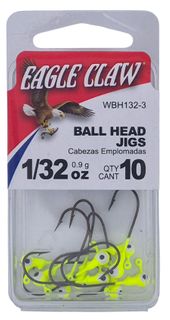 1/32 OZ BALL HEAD JIGS CHARTREUSE 10PK