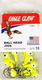 1/32 OZ BALL HEAD JIGS CHARTREUSE 10PK