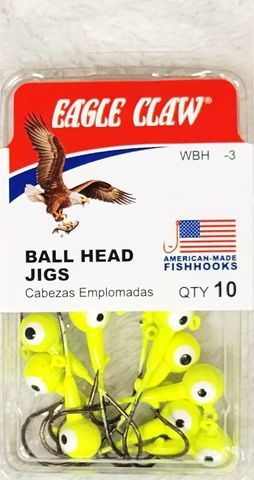 1/32 OZ BALL HEAD JIGS CHARTREUSE 10PK