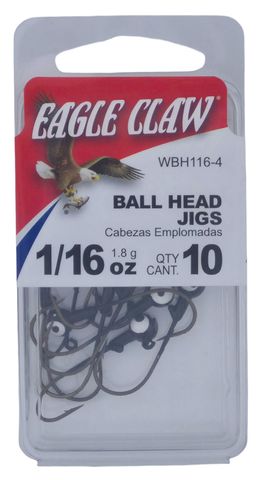 1/16 OZ BALL HEAD JIGS BLACK 10PK