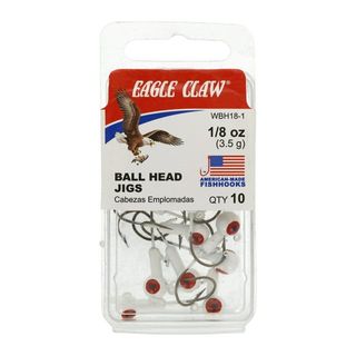 1/8 OZ BALL HEAD JIGS WHITE 10PK