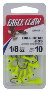 1/8 OZ BALL HEAD JIGS CHARTREUSE 10PK