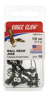 1/8 OZ BALL HEAD JIGS BLACK 10PK