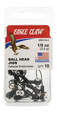 1/8 OZ BALL HEAD JIGS BLACK 10PK