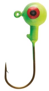 1/8 OZ BALL HEAD JIGS LIME/CHART 10PK