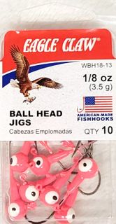 1/8 OZ BALL HEAD JIGS PINK 10PK