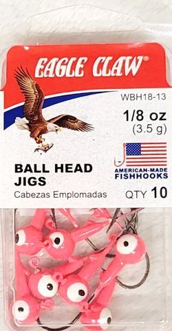 1/8 OZ BALL HEAD JIGS PINK 10PK