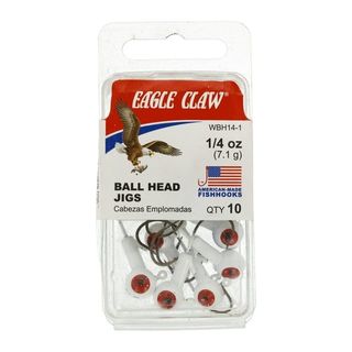 1/4 OZ BALL HEAD JIGS WHITE 10PK