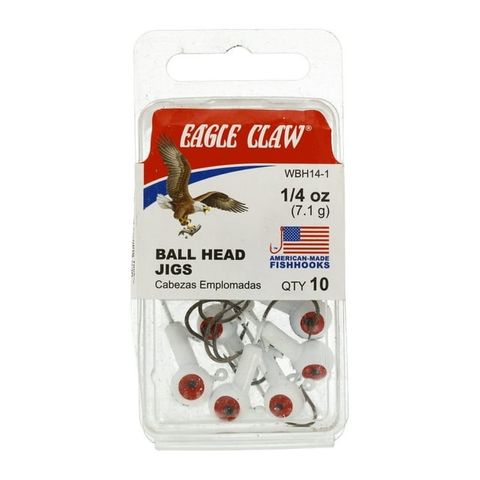 1/4 OZ BALL HEAD JIGS WHITE 10PK