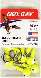 1/4 OZ BALL HEAD JIGS CHARTREUSE 10PK