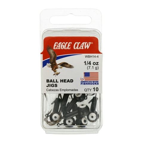 1/4 OZ BALL HEAD JIGS BLACK 10PK