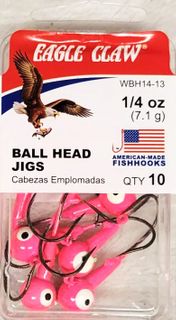 1/4 OZ BALL HEAD JIGS PINK 10PK