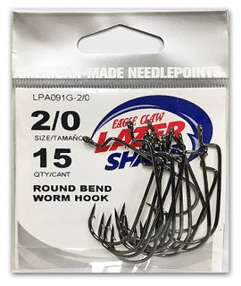 2/0 LAZER ROUND BEND HOOK PLATINUM BLACK 15PK