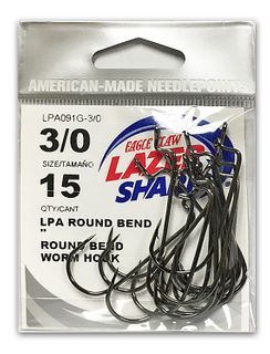 3/0 LAZER ROUND BEND HOOK PLATINUM BLACK 15PK