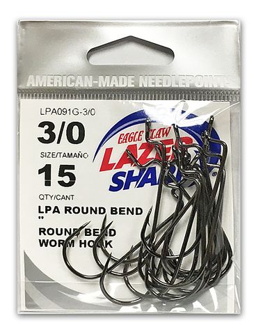 3/0 LAZER ROUND BEND HOOK PLATINUM BLACK 15PK