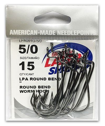 5/0 LAZER ROUND BEND HOOK PLATINUM BLACK 15PK