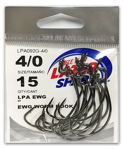 4/0 LAZER EWG WORM HOOK PLATINUM BLACK 15PK