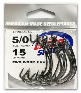 5/0 LAZER EWG WORM HOOK PLATINUM BLACK 15PK