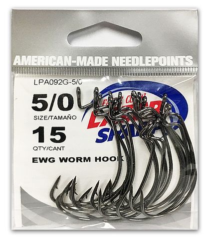 5/0 LAZER EWG WORM HOOK PLATINUM BLACK 15PK