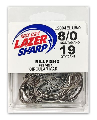 8/0 LAZER BILLFISH2 CIRCULAR HOOK BLACK 19PK