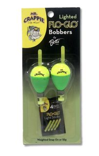 1-1/2" MR. CRAPPIE FLO-GLO LIGHTED SNAP-ON PEAR BOBBER 2PK