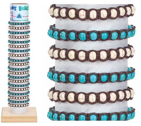 6MM HOWLITE BEAD BRACELETS & DISPLAY