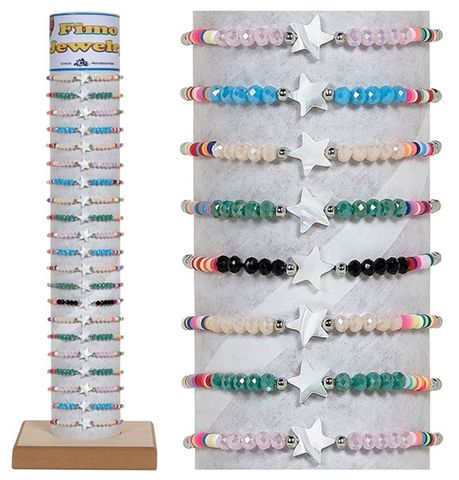 MULTI COLOR BEAD & STAR BRACELETS & DISPLAY