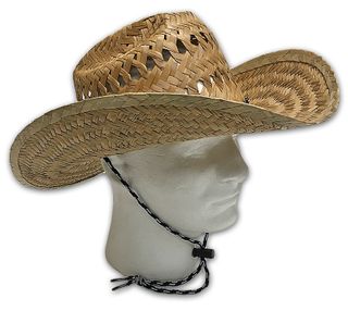 MEN'S LARGE STRAW COWBOY STYLE HAT PINCHED FRONT