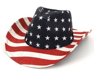 USA FLAG COWBOY HAT RED WHITE & BLUE