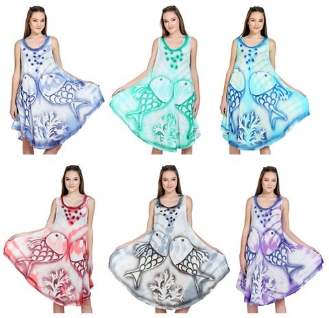 TIE DYE COVER UP DRESS ASST. COLORS