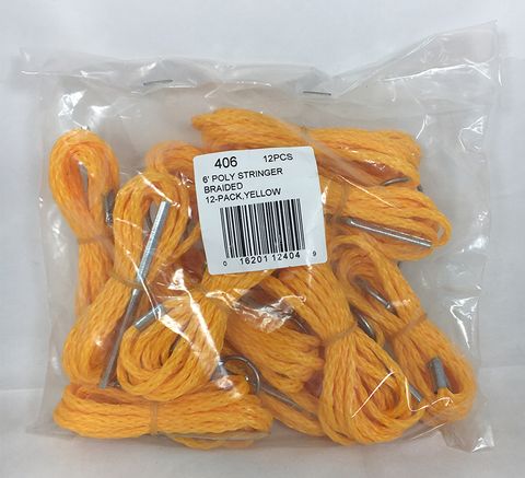 6' YELLOW BRAIDED POLY STRINGER 12PK