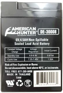 6 VT 4.5AH NON-SPILLABLE LEAD ACID BATTERY