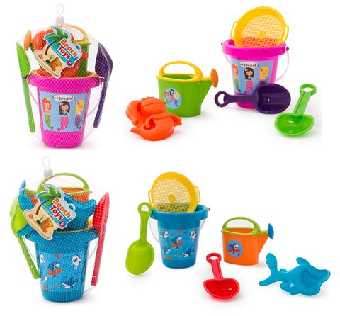 6 PC MERMAID & SHARK BEACH BUCKET SET