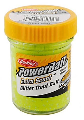 1.75 OZ POWER BAIT GLITTER TROUT BAIT CHARTREUSE