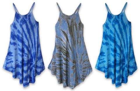 **D** TIE DYE COVER UP DRESS W/ SPAGHETTI STRAPS SIZE  ASST. COLORS/ SIZES